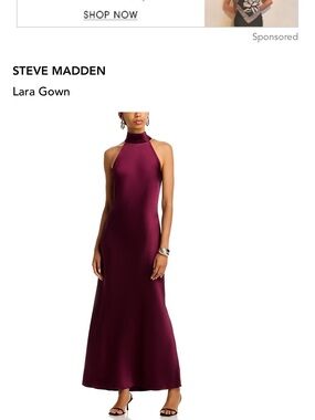 Steve Madden One-Shoulder Tie-Neck Dress in Burgundy